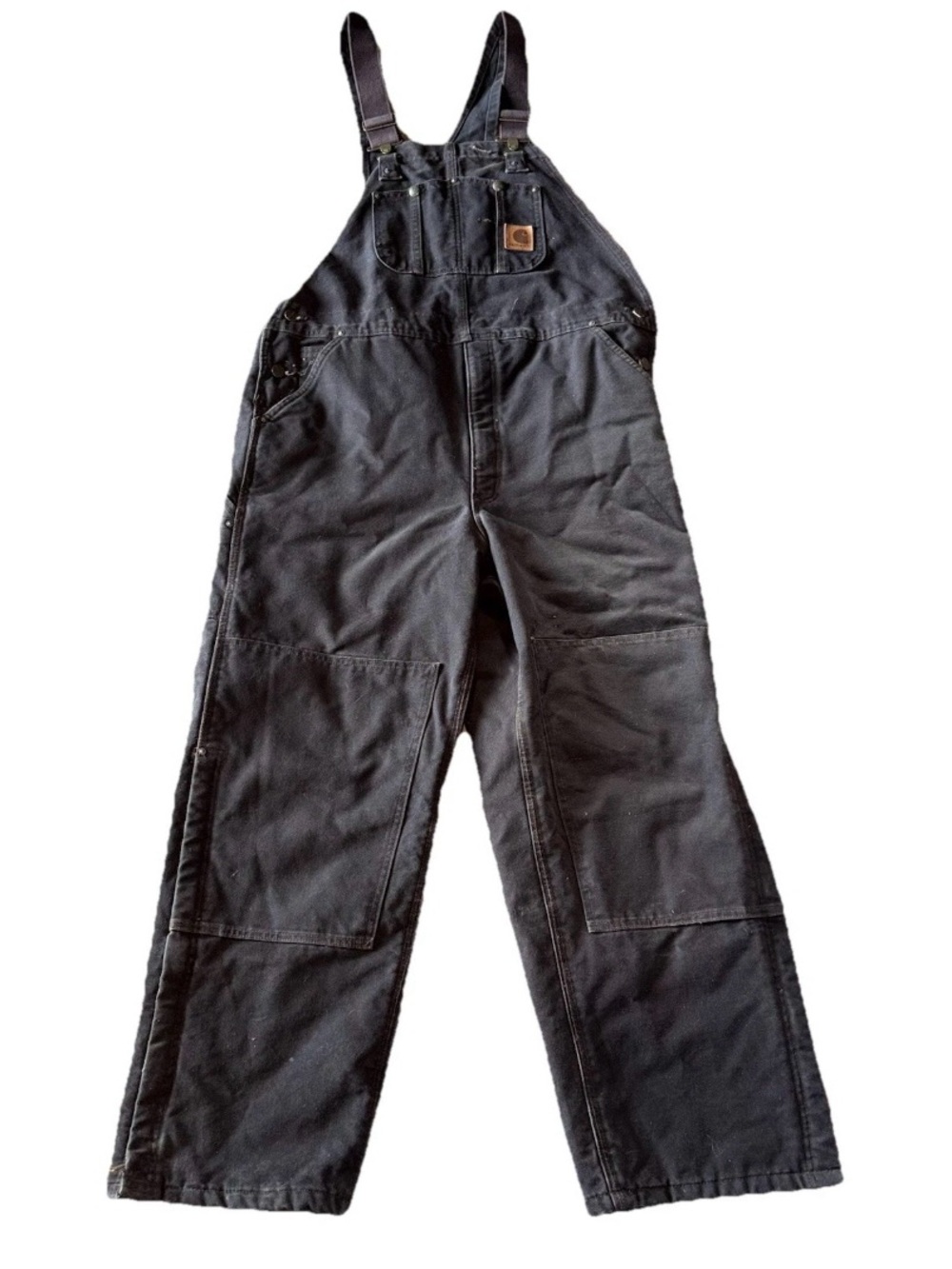 Vtg Carhartt Bib Overalls Mens 40x32 Brown Duck Canvas Double Knee Workwear
